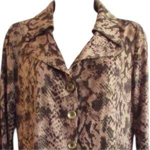 Simonton Says Snakeskin Brown Metalic Tunic Top SZ XL